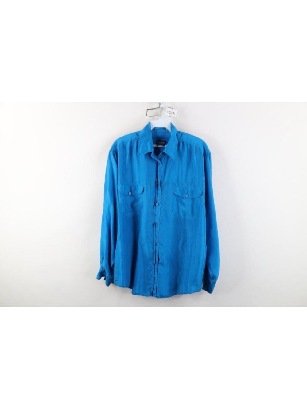 Vintage 90s Streetwear Womens Size Small Silk Collared Button Shirt Royal Blue